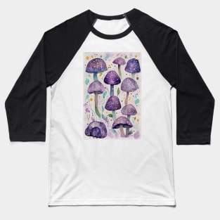 Purple Mushrooms Baseball T-Shirt